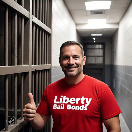 Liberty Bail Bond Agent giving a thumbs up in the Florence Police Department jail.