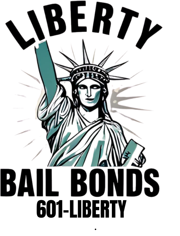 A pic of the statue of liberty along with Liberty's phone number of 601-LIBERTY. We got you covered for cheap bail in Madison, Mississippi