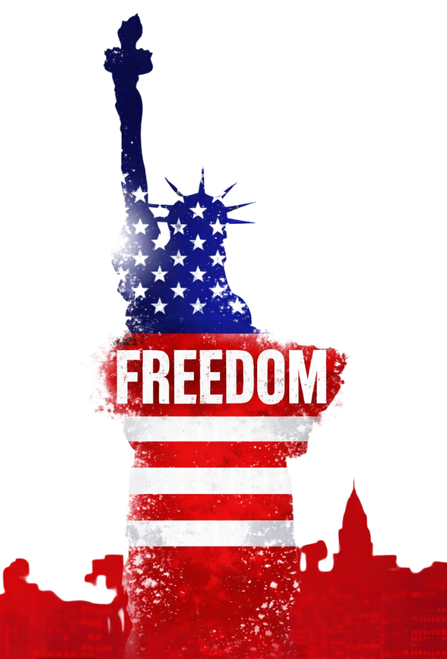 Statue of Liberty with American flag design and the word Freedom, representing Liberty Bail Bonds fast bail bond services in Jackson Mississippi and surrounding areas